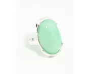 Silver Blue Synthetic Opal Stone Ring