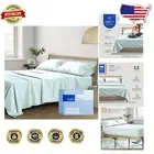 Eco-Friendly 4-Piece King Cotton Sheet Set - Soft Cooling Sea Foam Style