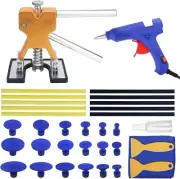 Tosucs 34 Pcs Dent Repair Tools Paintless Puller Kit with 18 Taps and Glue Gun