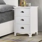 Artiss Bedside Tables 3 Drawers Side Storage Cabinet Dresser White Vintage New