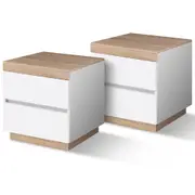 ALFORDSON Set of 2 Bedside Table - Danae Storage Nightstand with 2 Drawers (Wood)