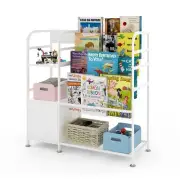 35" White Metal Bookshelf Storage Organizer
