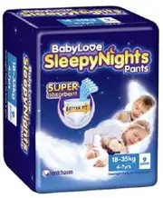 BabyLove SleepyNights Pants 4 - 7 Years 9 Pack