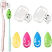 6Pcs Toothbrush Head Covers with Suction Cup Toothbrush Protective Case, Toothbrush Cap Travel Protector Plastic Brush Pod Protection Clip Case, Fits Electronic and Manual Toothbrushes