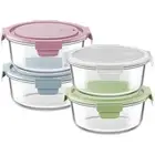 8 PCS Glass Meal Prep Containers with Lids, Airtight 4 Cup Glass Storage Cont...