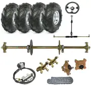 810mm Rear Axle Kit 7" Wheels Front Steering for Go kart Quad Trike Drift Buggy