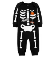Baby Carter's 9M Halloween Glow-In-The-Dark Skeleton Jumpsuit Black NWT