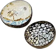 SLTLTD Natural Handmade Coconut Bowl Key Bowl for Entryway Table Candy Box Nut Fruit Round Coconut Shell Home Decoration