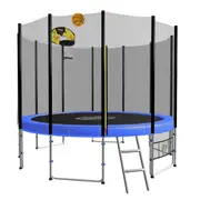 12ft Round Spring Trampoline Free Safety Outer Net+pad+mat+ladder+basketball Set