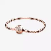 Pandora Rose Gold 14k With CZ Crown O Charm Bracelet 589046C01-19cm - 7 in