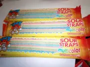 10 x 57g TNT Rainbow Multi-ColourSour Strap Lolly