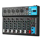 Professional 7-Channel Audio Mixer with USB MP3 Player Mixing Console of for Sound Mixing Console PC Recording EU Plug As Shown