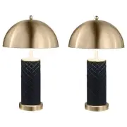 Coaster Ferris 23-inch Dome Quilted Metal Table Lamp Black