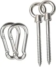 CIMAXIC 4 Pcs Stainless Steel Hammock Hook Camping Hammock Camping Hook Hammock Hanging Hardwares Stainless Hammock Hook Eye Hooks Hammock Hammock Hanging Kit Silver