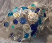 XL Blue Aqua Sea Shell Pearls Crystal Fish Cave hide Create a lightshow in tank!