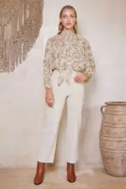 NEW TIGERLILY Cordelia Frida Bow Neck Blouse – Ivory, Size 12, NWT, RRP $179