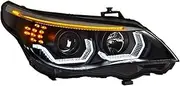 Headlight Assembly Compatible With BMW 5-series E60 2003-2010 LED DRL Dual Beam Lens LED Sequential Turn Signal Halogen High Beam