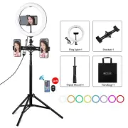 10.2 Inch 26Cm Rgbw Light & 1.65M Tripod Mount & Dual Phone Bracket Curved Su...