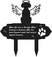 Dog Grave Marker, Dog Cemetery Decorations for Grave, Dog Memorial Plaque Garden Stake Metal Grave Marker, Dog Remembrance Stake for Pet Lover