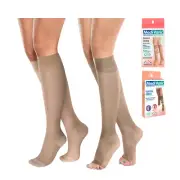 2 Pack 15-20 mmhg compression stockings for women knee high closed and open toe