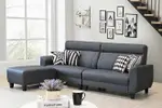 《狄克》 貓抓皮 布紋皮 L型沙發 四人座+腳椅 深灰色 淺灰色 現代 簡約 高背款 客廳 辦公室非IKEA 【新生活家具】