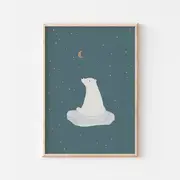 [Namly Design] Poster - Animals in the Snow / Polar Bear / Blue