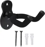 MUNEFE Guitar Hanger, Guitar Mount Wall Hanger Stand, Ukulele Metal Wall Hook Holder for Acoustic Electric Bass Guitars and Ukulele (Matte Black)