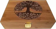 Blake & Lake Tree of Life Keepsake Box - Wooden Keepsake Box with Hinged Lid - Engraved Design - Decorative Wooden Boxes with Lids - Wood Gift Box (Tree of Life)