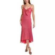 Aidan Mattox Lace Midi Dress with Tie Front in Pink, Women's size 4 NWT