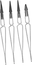 SHINEOFI 4pcs Stainless Steel Cross Lock Tweezers Esd Curved Tweezers for Precision Electronics Jewelry Crafting Laboratory Work DIY Projects