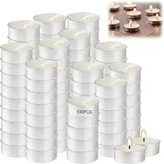 100pcs Tealight Candles, 4 Hour Tea Light Candles, Natural Wax Smokeless Tea Candle, Wedding White Blessing Round Tea Candle, Unscented Candle Home Holiday Party Decor