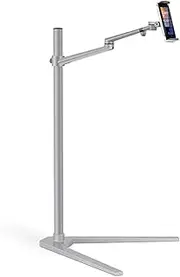 Adjustable Tablet Stand, Metal BaseTablet Holder Mount Arm Compatible with 4-14 Inch Smartphone Tablet Holder Tablet Floor Stand (Color : Silver, Size : 72x49x108cm)