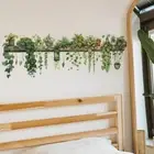 Green Dill Leaves Wall Decals Hanging Basket Wall Beautification Home
