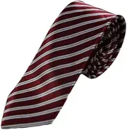 [Zasel] Mens Dark Red, White & Black Striped 5cm Skinny Neck Tie Dark Red, White, Black Patterned Skinny Ties