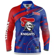 NRL Long Sleeve Fishfinder Fishing Polo Tee Shirt - Newcastle Knights - YOUTH