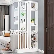Wall Room Divider, Wood Privacy Screens, Rooms Divider Bookcase, Storage Cabinet Storage Display with Shelves, Room Wall Divider for Home Office Decorative(White,140x24x205cm)