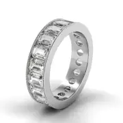 7.5ctw Emerald Diamond Channel Set Eternity Band 14K White Gold (H-I/VS2-SI1)
