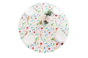 Waterproof Wipeable Elastic Edge Round PVC Table Cloth Oilcloth Print Tablecloth Table Cover for Kitchen-Multicolour