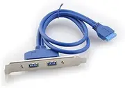 MMNNE USB 3.0 20-pin Motherboard Connector to 2 Female USB 3.0 Ports with Metal Back Plate Bracket 50CM