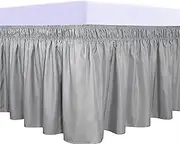 BBPM Bed Skirt Cotton Fitted Valance Sheet 40cm Extra Deep Pocket Easy Care & Machine Washable Luxury Frilled Bed Sheet Single, Double, King Sizes,Gray,180 * 220cm+40cm