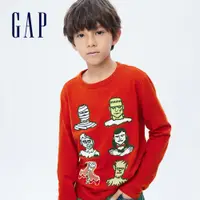 在飛比找蝦皮商城優惠-Gap 男童裝 純棉印花長袖T恤-橘紅色(749413)