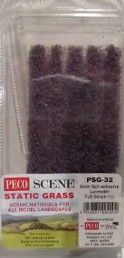 Peco PSG-32 - Static Grass 6mm Self Adhesive Lavender Tuft Strips - 1st Post