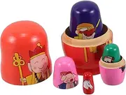ORFOFE 5Pcs Wooden Russian Nesting Dolls Wukong Theme Stacking for Birthday Holiday Engaging Cultural Play Experience