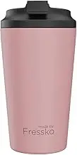 made by Fressko Reusable Coffee Cup - Stainless Steel Insulated Mug - Leak Proof Travel Cup for Hot/Cold Drinks - 3 Hr Heat Retention - Fits Car Holders & Coffee Machines - Floss - 16oz 450ml