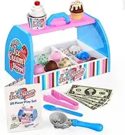 MindSprout Ice Cream Shop Pretend Play Set (28 pcs) for Kids Aged 3-6, Ice Cream Shop Playset, Unisex, Plastic, Children's Toy