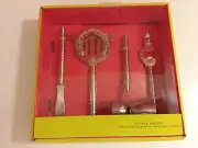 Bartender Set Hammered Stainless Strainer Opener Peg Measure Citrus Knife 4 PC