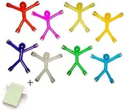 Refrigerator Magnets, 8 Pcs Novelty Mini Man Flexible Fridge Magnets, Cute Rubber Magnet Men Refrigerator Magnets + 100 Sheets/Pad Post-it Notes