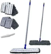 MASTERTOP 360° Flat Mop 2 in 1 Two-Sided Chenille Microfiber With 4 Free Replaceable Magic Heads and Scraper for Cleaning Dry & Wet Floors