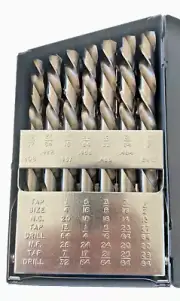 Drill America 29 Piece Left Hand Jobber Length Drill Bit Set Bright Huot Case **