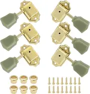 SG Store 6pcs WJ44 Vintage Tuners Machine Heads 3L3R Tuners Set 1:15 Ratio Lock String Tuning Key to Fit Guitars with 8mm Headstock Holes (Gold)